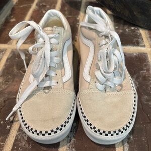 Vans old skool checkered foxing turtledove skateboarding  shoes M 3.5 W 5